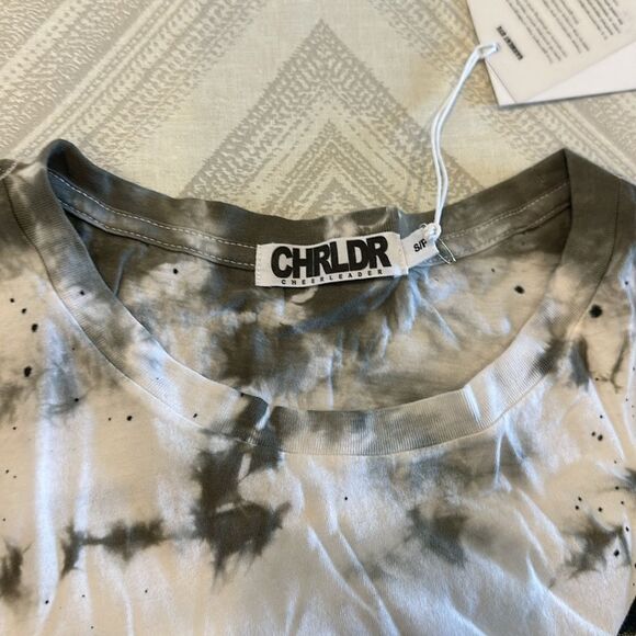 Chrldr Women’s Tie Dye and Splatter Lightning Bolt Wide T-Shirt, Size S - Picture 4 of 6